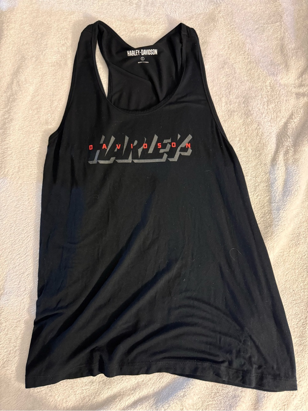 Harley-Davidson Black Racerback Tank with Red & Gray Logo